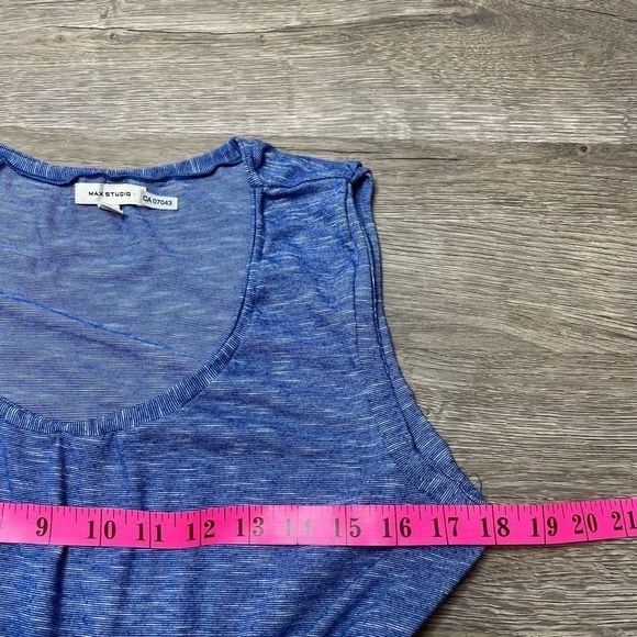 Max Studio Maxi Dress Blue Heathered Fitted Waist Stretchy - Picture 3 of 6